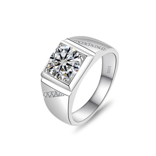 Nhẫn Nam Bạc Đính Kim Cương Moissanite 1 Carat S925 Sang Trọng – Phong Cách Hiện Đại HTT178-5J120