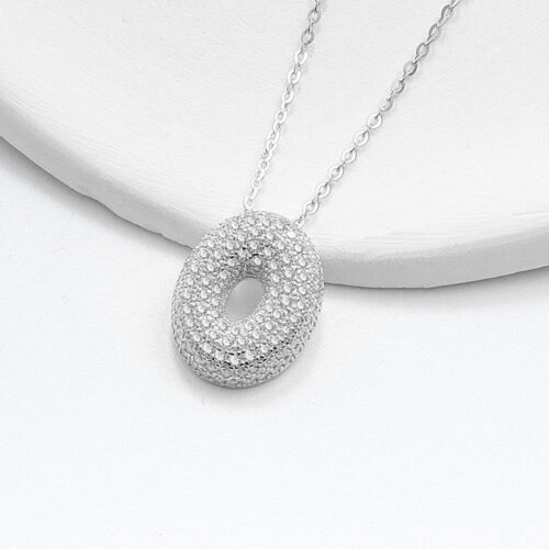 Dây Chuyền Bạc Nữ S925 Mặt Chữ Cái Đính Đá HTT092 Trắng Chữ K L M N O