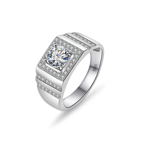 Nhẫn Nam Bạc Đính Kim Cương Moissanite 2 Carat S925 Sang Trọng – Phong Cách Hiện Đại HTT178-11J126