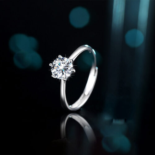 Nhẫn Bạc Nữ S925 Đính Kim Cương Moissanite Lấp Lánh Kiểu Dáng Thanh Lịch HTT244D Đen