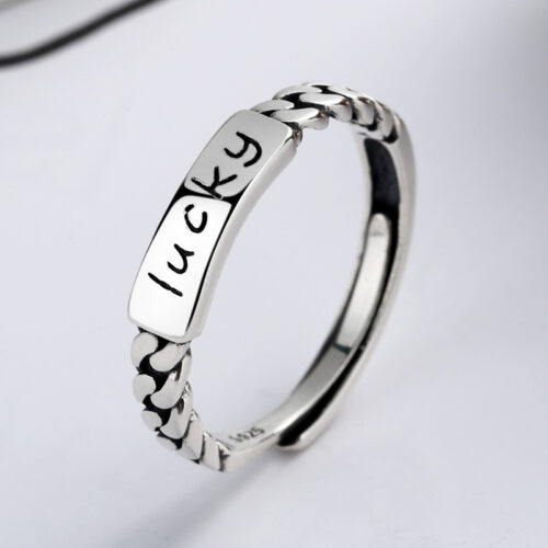 Nhẫn Bạc Nữ S925 Chữ Lucky Cá Tính Trẻ Trung HTT349