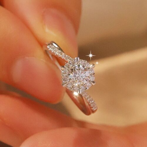 Nhẫn Kim Cương Moissanite Chất Liệu Bạc S925 Sáng Thanh Lịch HTT254