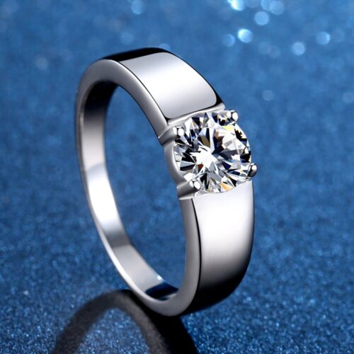 Nhẫn Kim Cương Nam Moissanite 1 Carat Bạc S925 Cao Cấp – Sang Trọng HTT256
