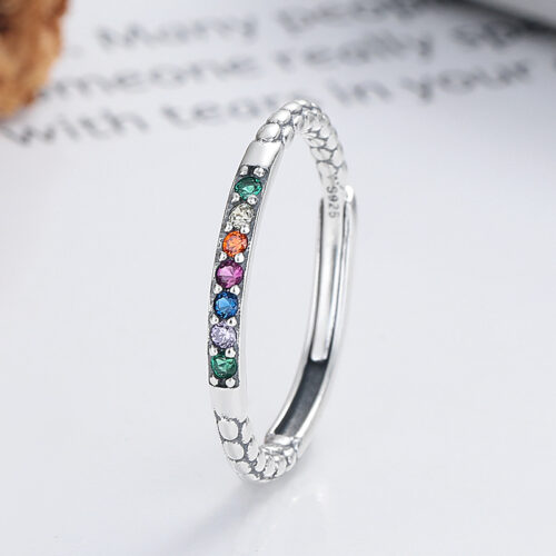 Nhẫn Bạc Nữ S925 Đính Đá Đa Sắc Màu HTT379
