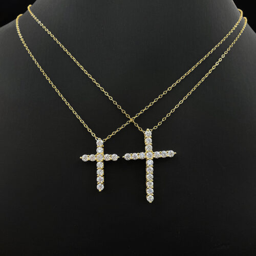 Dây Chuyền Kim Cương Moissanite Mặt Thánh Giá Bạc S925 HTT414T1 Trắng Lớn