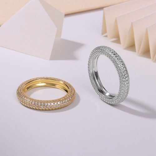 Nhẫn Kim Cương Nữ Moissanite Bạc S925 HTT425V Vàng