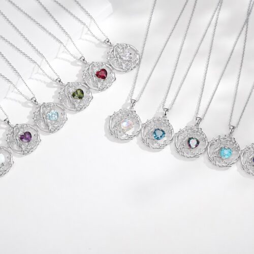 Dây Chuyền Cây Lá Bạc S925 Đính Đá Zircon HTT456 Đỏ Hồng