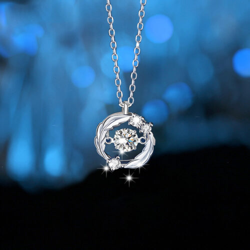 Dây Chuyền Lông Vũ Bạc S925 Đính Kim Cương Moissanite Sang Trọng HTT245C Cam