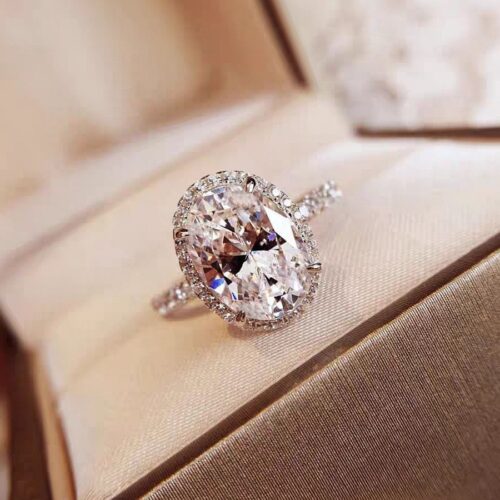 Nhẫn Kim Cương Moissanite 5 Carat Nữ Bạc S925 Sáng Lấp Lánh HTT264