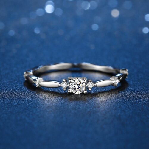 Nhẫn Kim Cương Moissanite Thiết Kế Tối Giản Tinh Tế Bạc S925 Cao Cấp HTT270