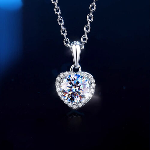 Dây Chuyền Trái Tim Bạc S925 Đính Kim Cương Moissanite Sang Trọng HTT246