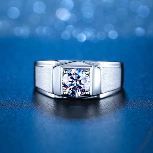 Nhẫn Kim Cương Nam Moissanite 1 Carat Bạc S925 HTT282