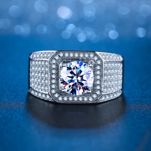 Nhẫn Kim Cương Nam Moissanite 2 Carat Bạc S925 HTT284