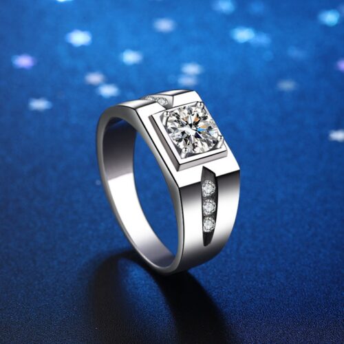Nhẫn Kim Cương Nam Moissanite 1 Carat Bạc S925 HTT287