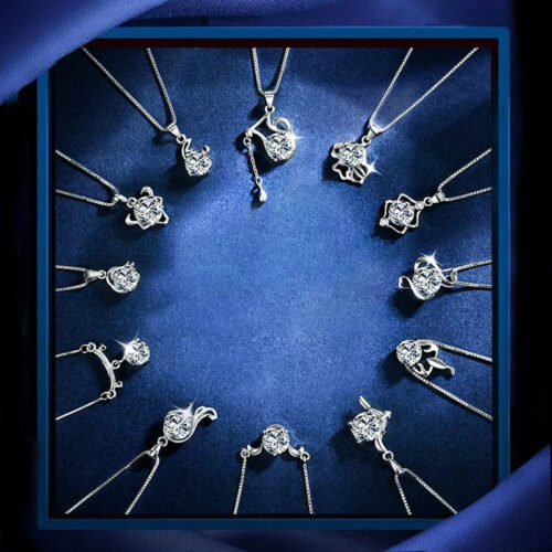 Dây Chuyền 12 Cung Hoàng Đạo Bạc S925 Đính Kim Cương Moissanite Cá Tính HTT248BB Bảo Bình