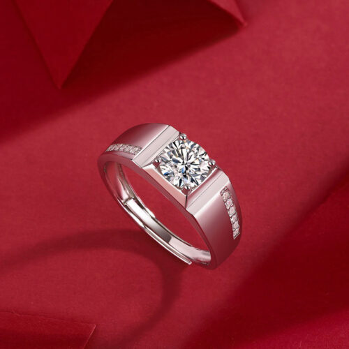 Nhẫn Kim Cương Nam Moissanite 1 Carat Đa Màu Bạc S925 Cao Cấp HTT301T Tím