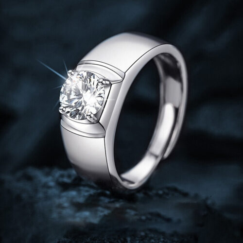 Nhẫn Kim Cương Nam Moissanite 1 Carat Đa Màu Bạc S925 Cao Cấp HTT303H Hồng