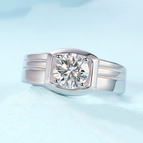 Nhẫn Kim Cương Nam Moissanite 1 Carat Đa Màu Bạc S925 Cao Cấp HTT305H Hồng