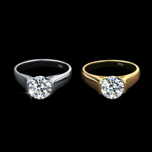 Nhẫn Kim Cương Nữ Moissanite 2 Carat Bạc S925 Cao Cấp HTT309TR Trắng