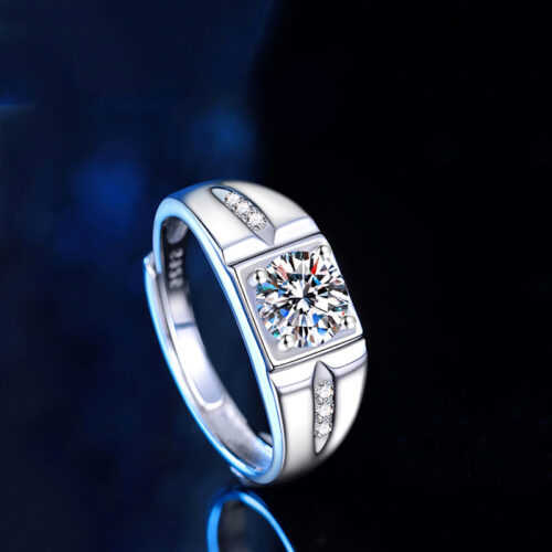 Nhẫn Kim Cương Nam Moissanite 1 Carat Bạc S925 Cao Cấp HTT314