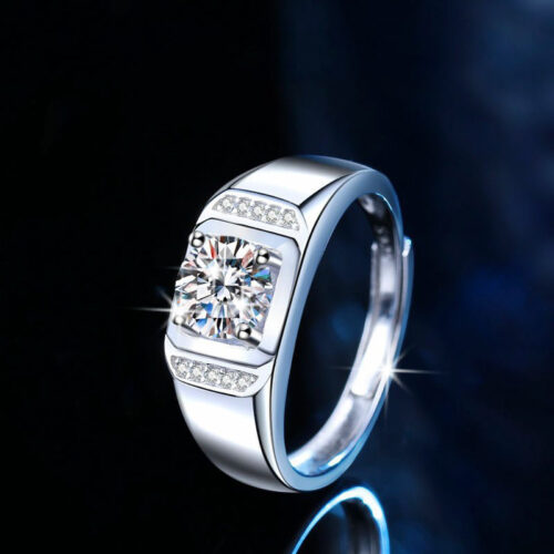 Nhẫn Kim Cương Nam Moissanite 1 Carat Bạc S925 Cao Cấp HTT315