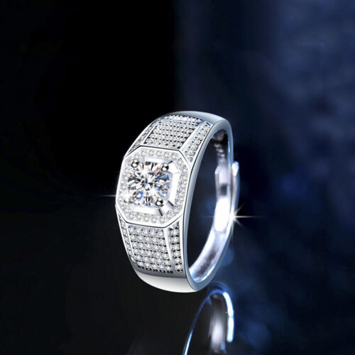 Nhẫn Kim Cương Nam Moissanite 1 Carat Bạc S925 Cao Cấp HTT316