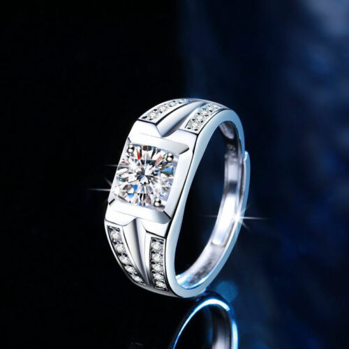 Nhẫn Kim Cương Nam Moissanite 1 Carat Bạc S925 Cao Cấp HTT317