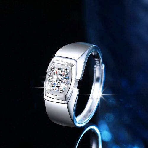Nhẫn Kim Cương Nam Moissanite 1 Carat Bạc S925 Cao Cấp HTT318