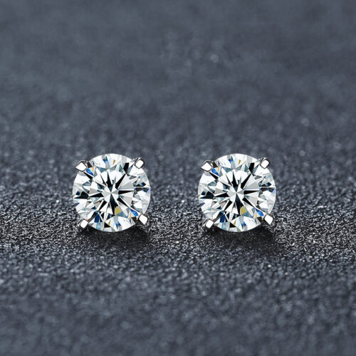 Bông Tai Kim Cương Moissanite 2 Carat Bạc S925 Cao Cấp HTT329H Hồng