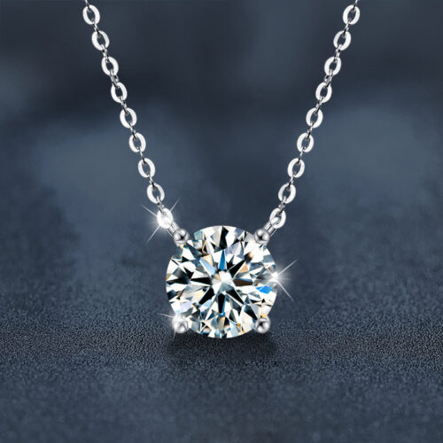 Dây Chuyền Kim Cương Moissanite 2 Carat Bạc S925 Cao Cấp HTT330T Tím