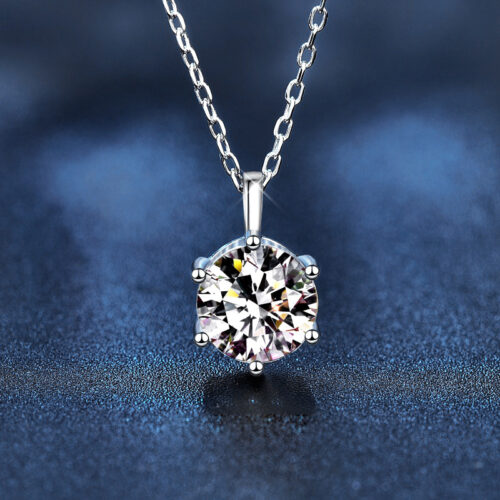 Dây Chuyền Kim Cương Moissanite 2 Carat Bạc S925 Cao Cấp HTT331H Hồng