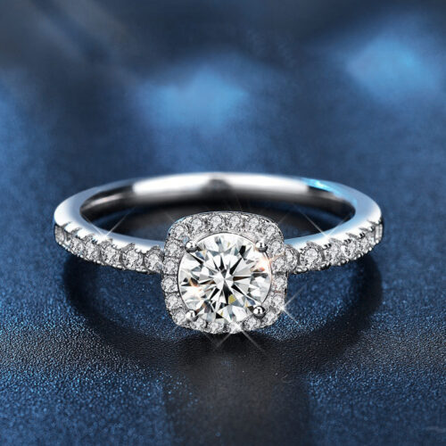 Nhẫn Kim Cương Nữ Moissanite 2 Carat Bạc S925 Cao Cấp HTT332V Vàng