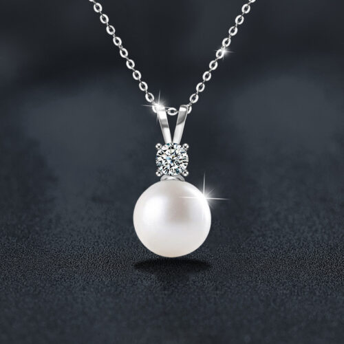 Dây Chuyền Kim Cương Moissanite Đính Ngọc Trai Bạc S925 HTT335