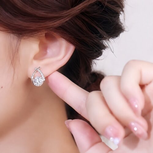 Bông Tai Kim Cương Moissanite 1 Carat Bạc S925 Cao Cấp HTT337T Trắng