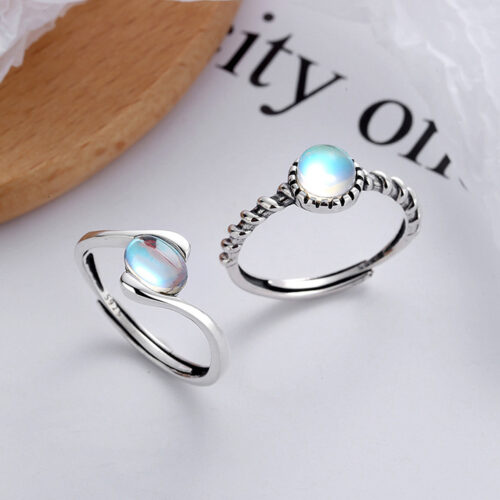 Nhẫn Bạc Nữ S925 Đính Đá Mặt Trăng Phong Cách Vintage Cổ Điển HTT345A