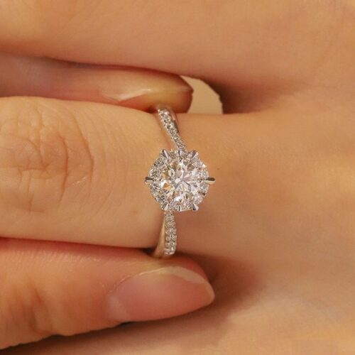 Nhẫn Kim Cương Moissanite Chất Liệu Bạc S925 Sáng Thanh Lịch HTT254