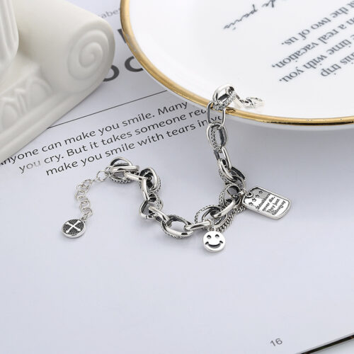 Lắc Tay Bạc S925 Cao Cấp – Charm Bạc Cá Tính HTT363