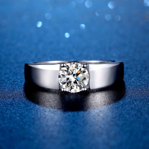 Nhẫn Kim Cương Nam Moissanite 1 Carat Bạc S925 Cao Cấp – Sang Trọng HTT256