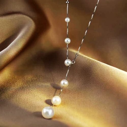 Dây Chuyền Ngọc Trai Nữ Dáng Chữ Y Bạc S925 Đính Đá HTT383
