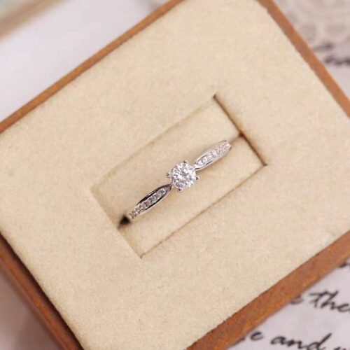 Nhẫn Kim Cương Moissanite Nữ Bạc S925 Thanh Mảnh Sang Trọng HTT258