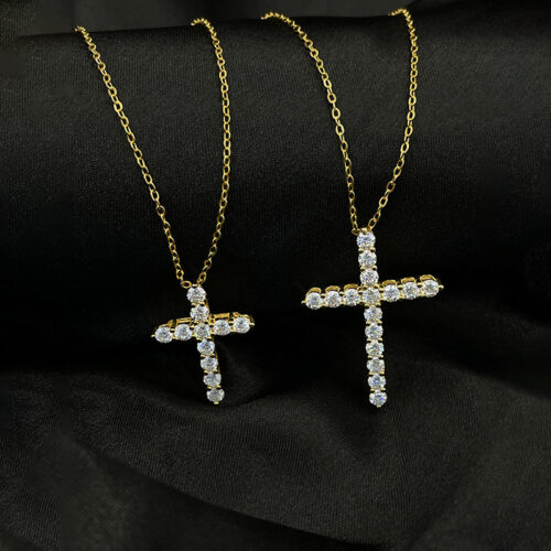 Dây Chuyền Kim Cương Moissanite Mặt Thánh Giá Bạc S925 HTT414T1 Trắng Lớn