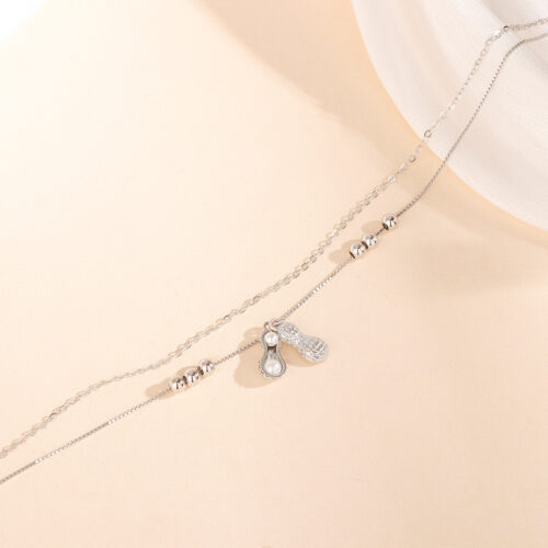 Lắc Chân Bạc Nữ S925 Charm Hạt Đậu HTT423