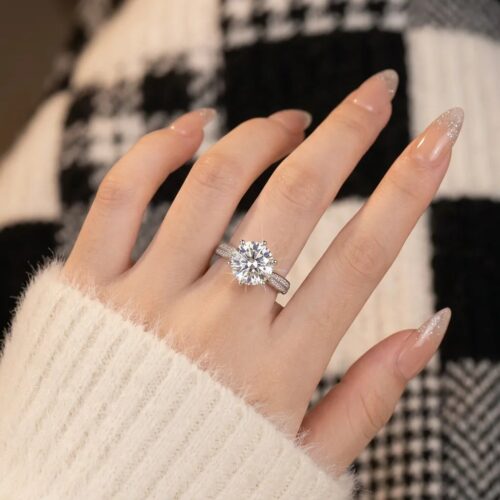 Nhẫn Kim Cương Nữ Moissanite Bạc S925 HTT426T Trắng