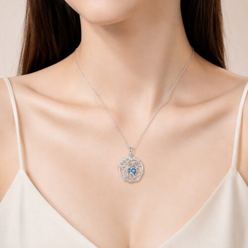 Dây Chuyền Cây Lá Bạc S925 Đính Đá Zircon HTT456 Đỏ Hồng