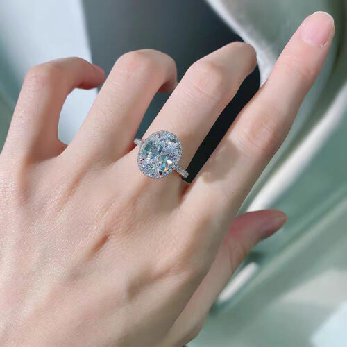 Nhẫn Kim Cương Moissanite 5 Carat Nữ Bạc S925 Sáng Lấp Lánh HTT264