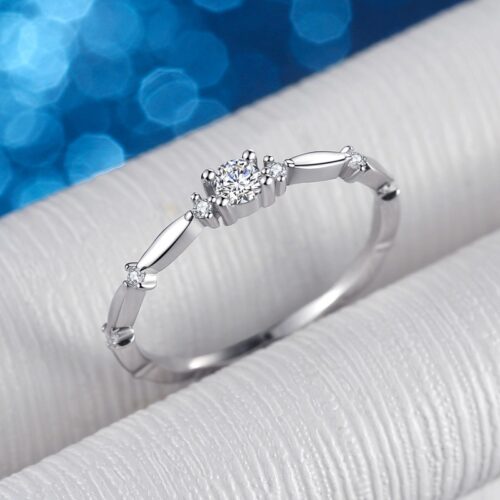 Nhẫn Kim Cương Moissanite Thiết Kế Tối Giản Tinh Tế Bạc S925 Cao Cấp HTT270