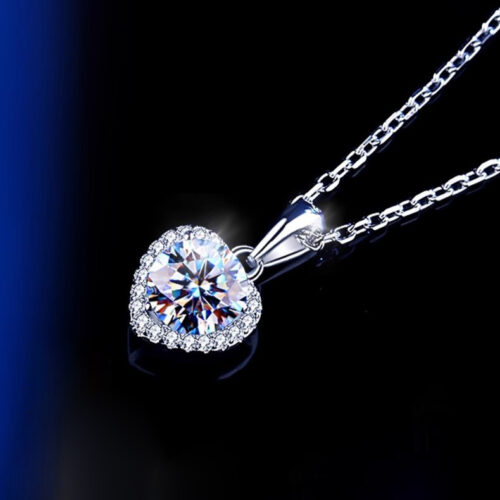 Dây Chuyền Trái Tim Bạc S925 Đính Kim Cương Moissanite Sang Trọng HTT246