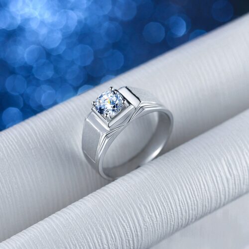 Nhẫn Kim Cương Nam Moissanite 1 Carat Bạc S925 HTT282