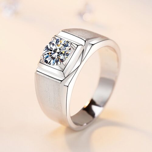 Nhẫn Kim Cương Nam Moissanite 1 Carat Bạc S925 HTT286
