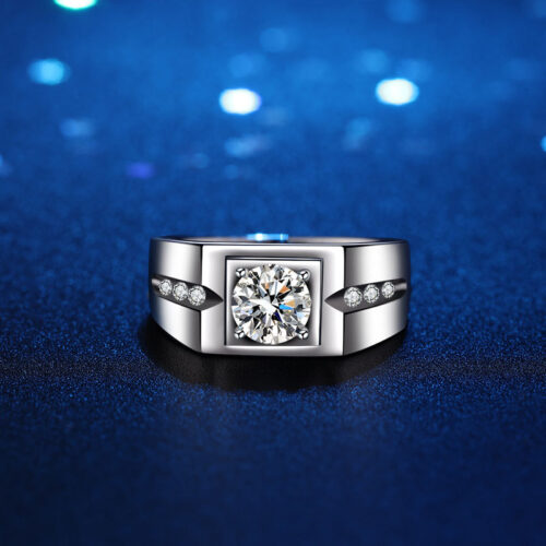 Nhẫn Kim Cương Nam Moissanite 1 Carat Bạc S925 HTT287